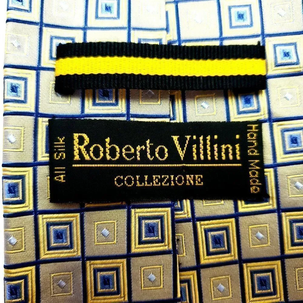 Roberto Villini Collezione Silk Tie Yellow Blue Wo‎